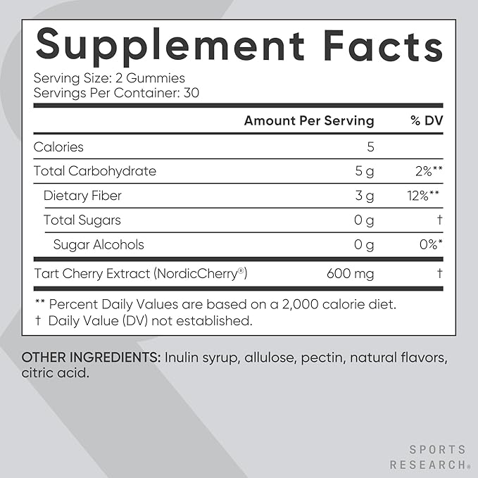 Sports Research® Suplementos de gomitas de cereza Tart