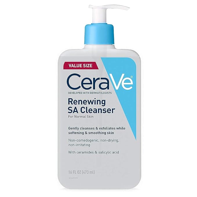 CeraVe Limpiador renovador de ácido salicílico, formulado con ácido hialurónico, niacinamida y ceramidas