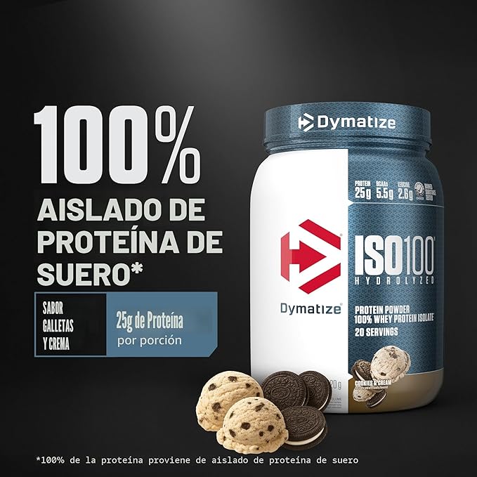 Dymatize ISO100 Proteína hidrolizada en polvo - Galletas y Crema